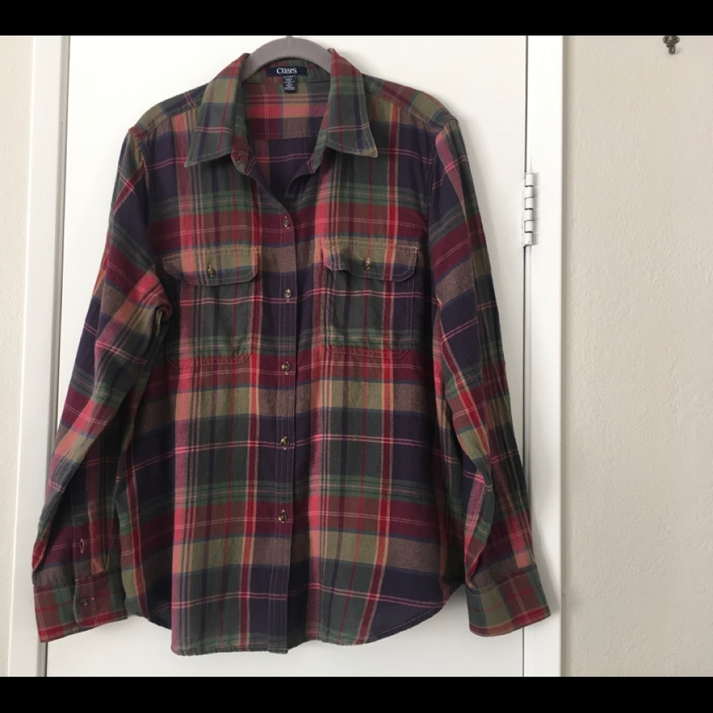 Chaps LS checked cotton shirt Sz XL